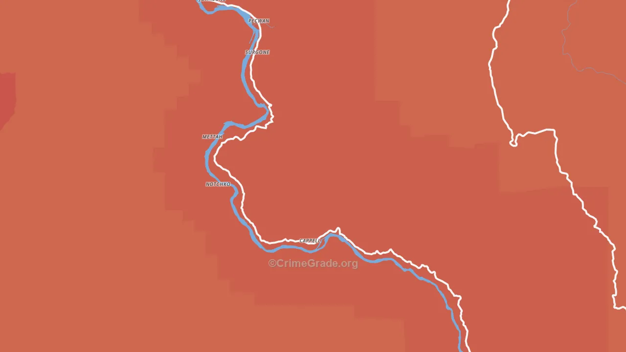 Pecwan, CA Map of Assault Rates