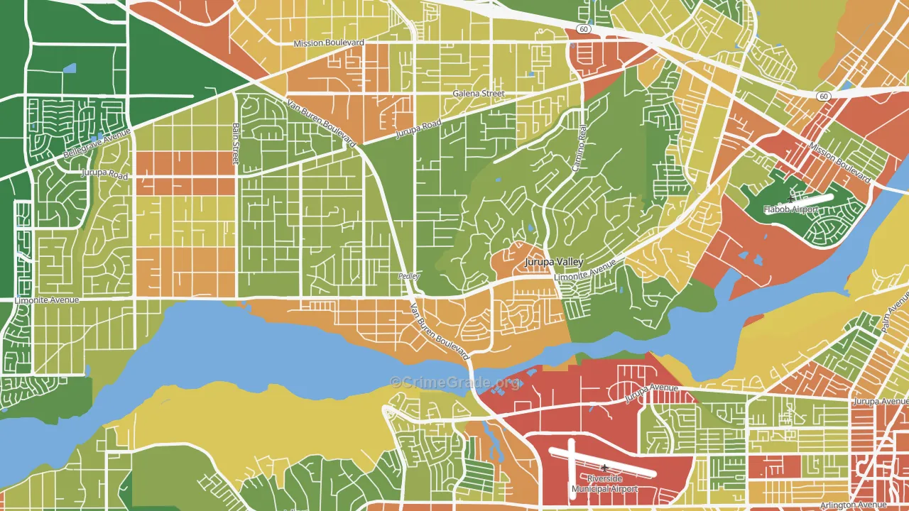 Pedley, CA Map of Assault Rates