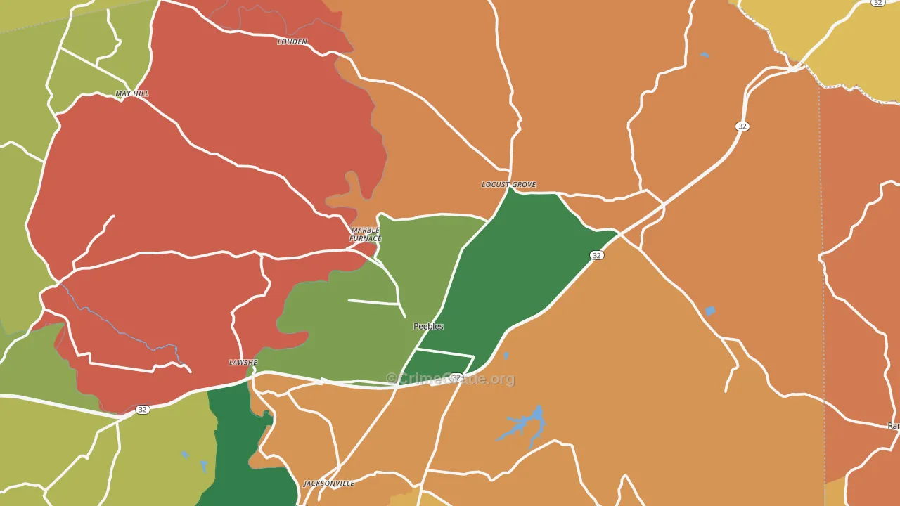 Peebles, OH Map of Assault Rates