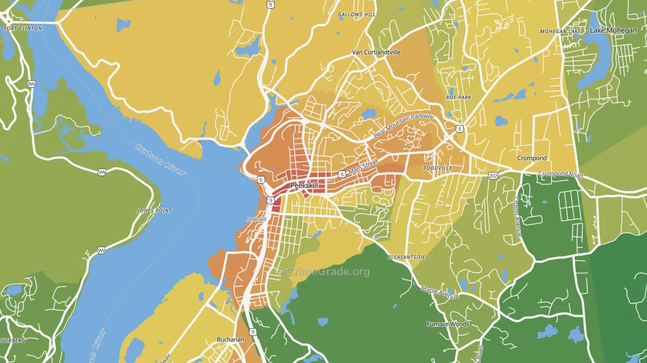 Peekskill, NY Map of Assault Rates