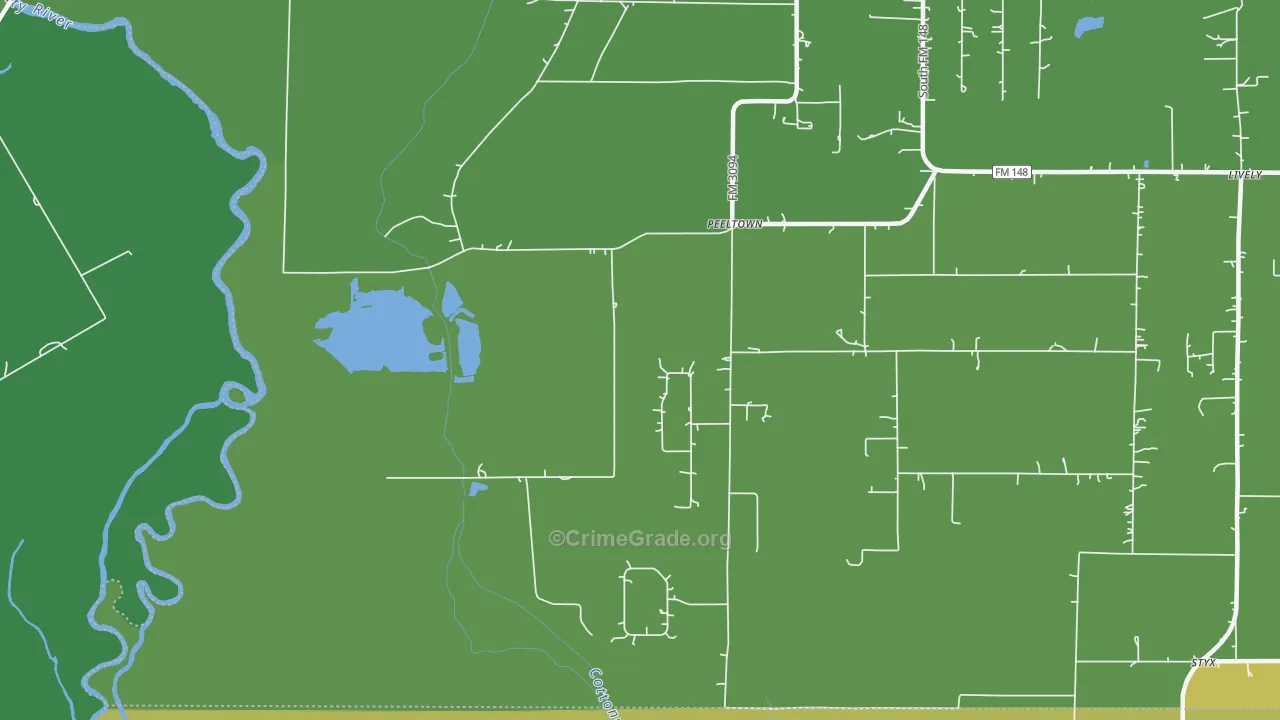 Peeltown, TX Map of Assault Rates