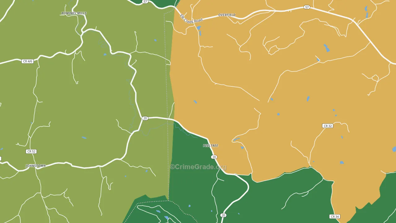 Peeltree, WV Map of Assault Rates