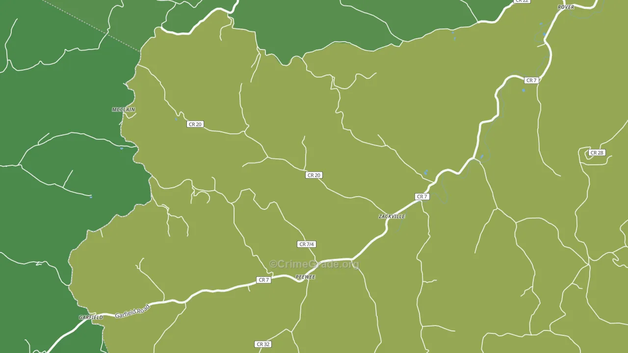 Peewee, WV Map of Assault Rates