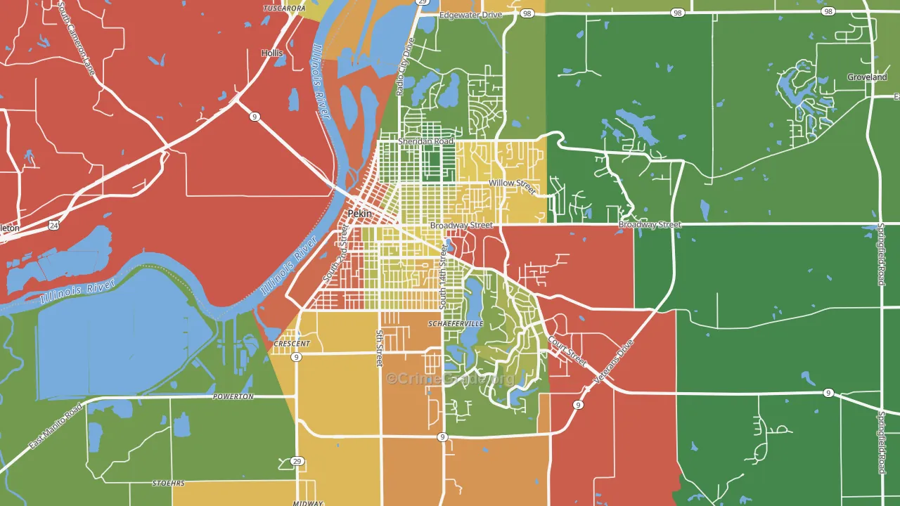 Pekin, IL Map of Assault Rates