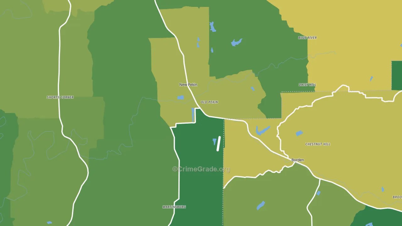 Pekin, IN Map of Assault Rates