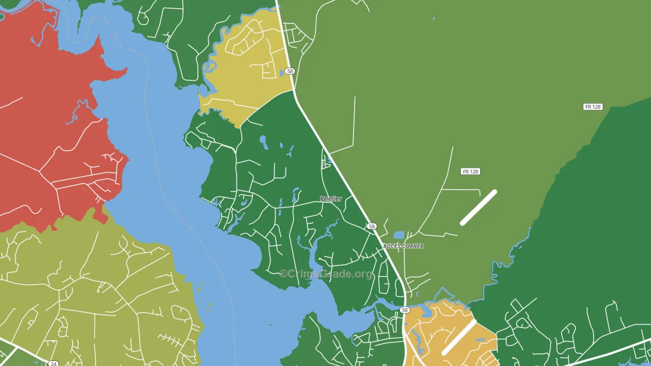 Peletier, NC Map of Assault Rates