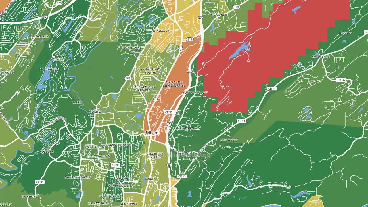 Pelham, AL Map of Assault Rates