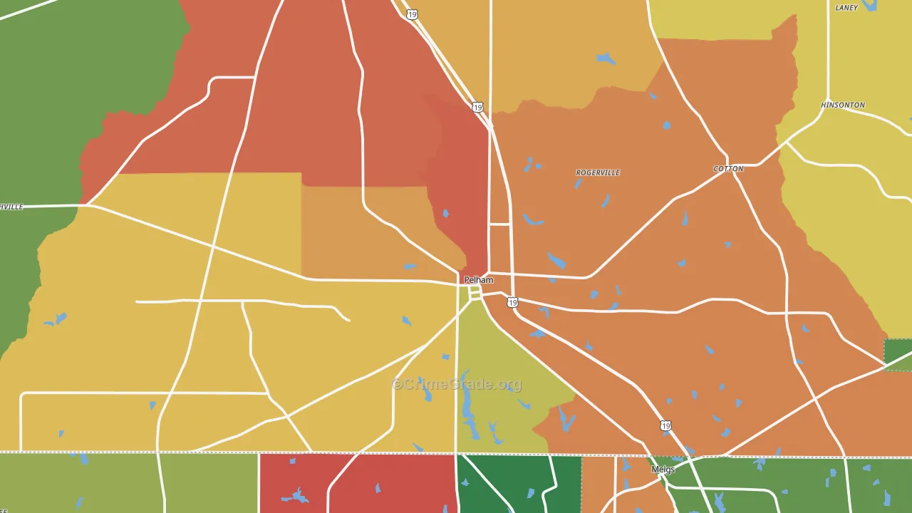 Pelham, GA Map of Assault Rates