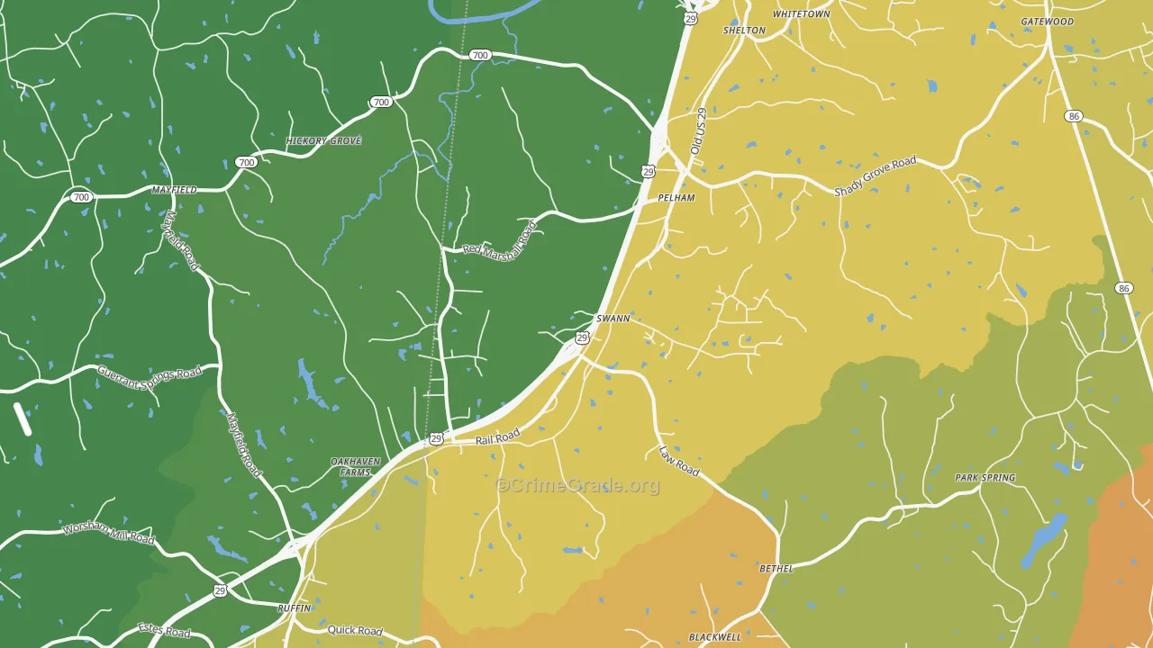 Pelham, NC Map of Assault Rates