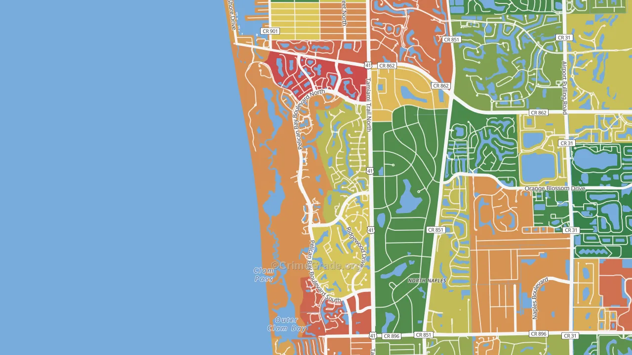 Pelican Bay, Naples, FL Map of Assault Rates