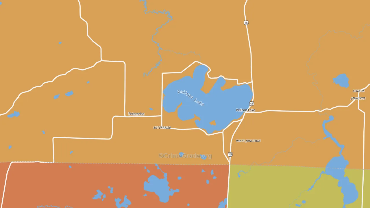 Pelican Lake, WI Map of Assault Rates