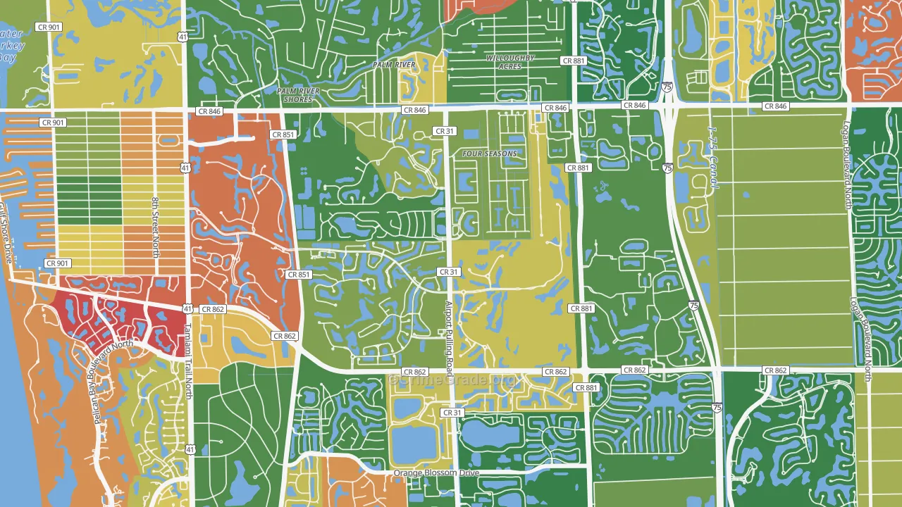 Pelican Marsh, Naples, FL Map of Assault Rates