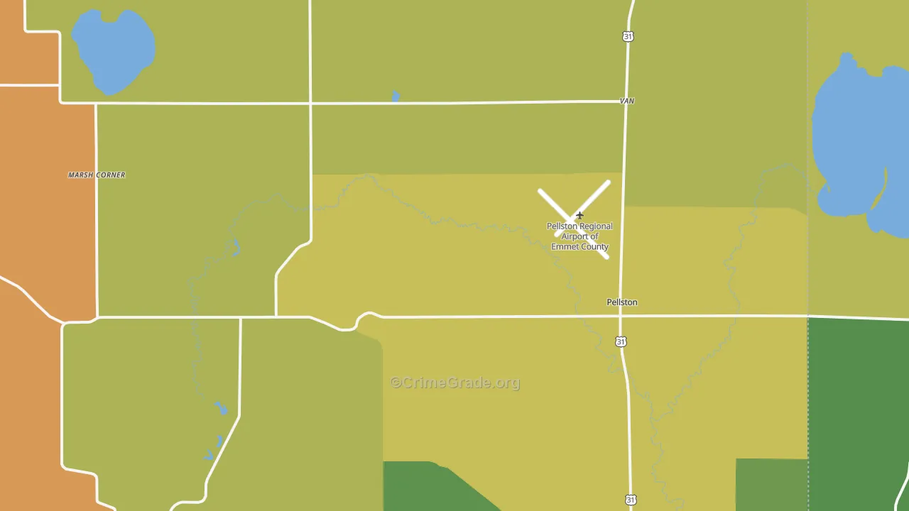 Pellston, MI Map of Assault Rates