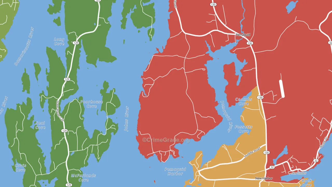 Pemaquid Harbor, ME Map of Assault Rates