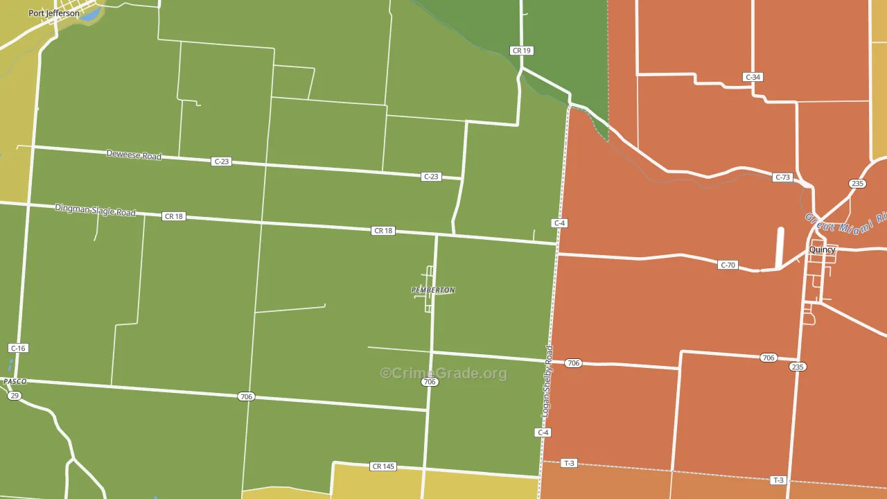 Pemberton, OH Map of Assault Rates