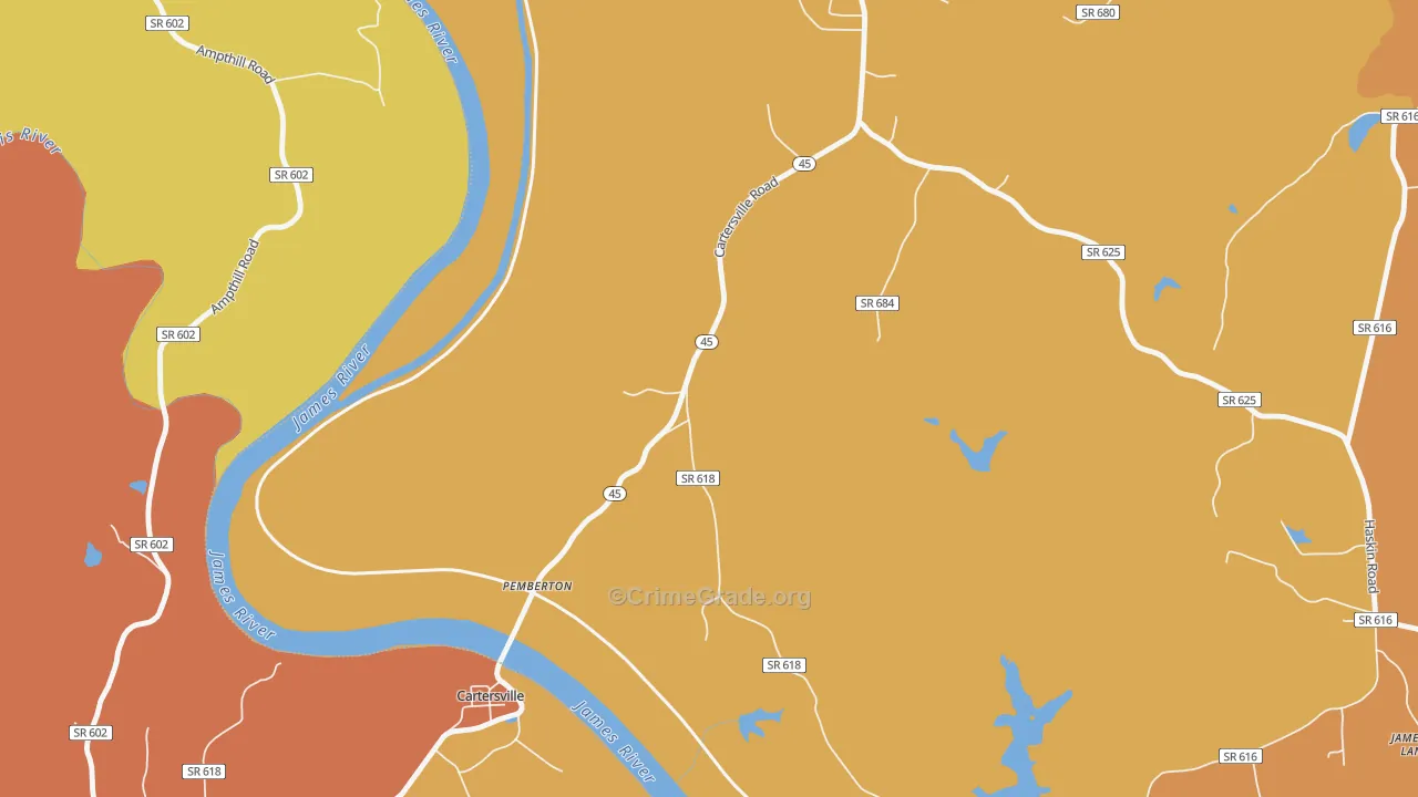 Pemberton, VA Map of Assault Rates