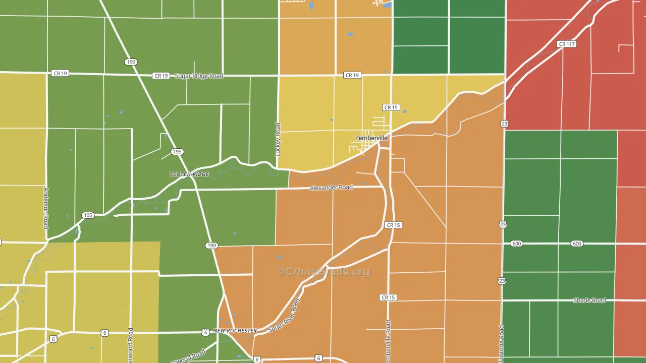 Pemberville, OH Map of Assault Rates