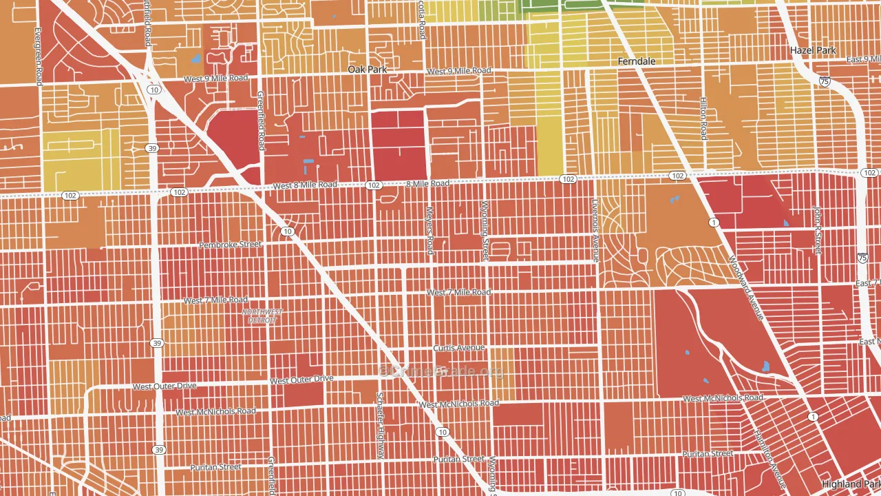 Pembroke, Detroit, MI Map of Assault Rates