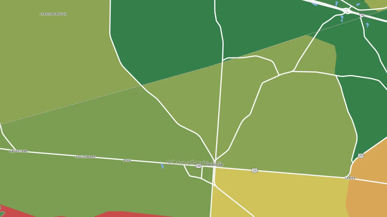 Pembroke, GA Map of Assault Rates