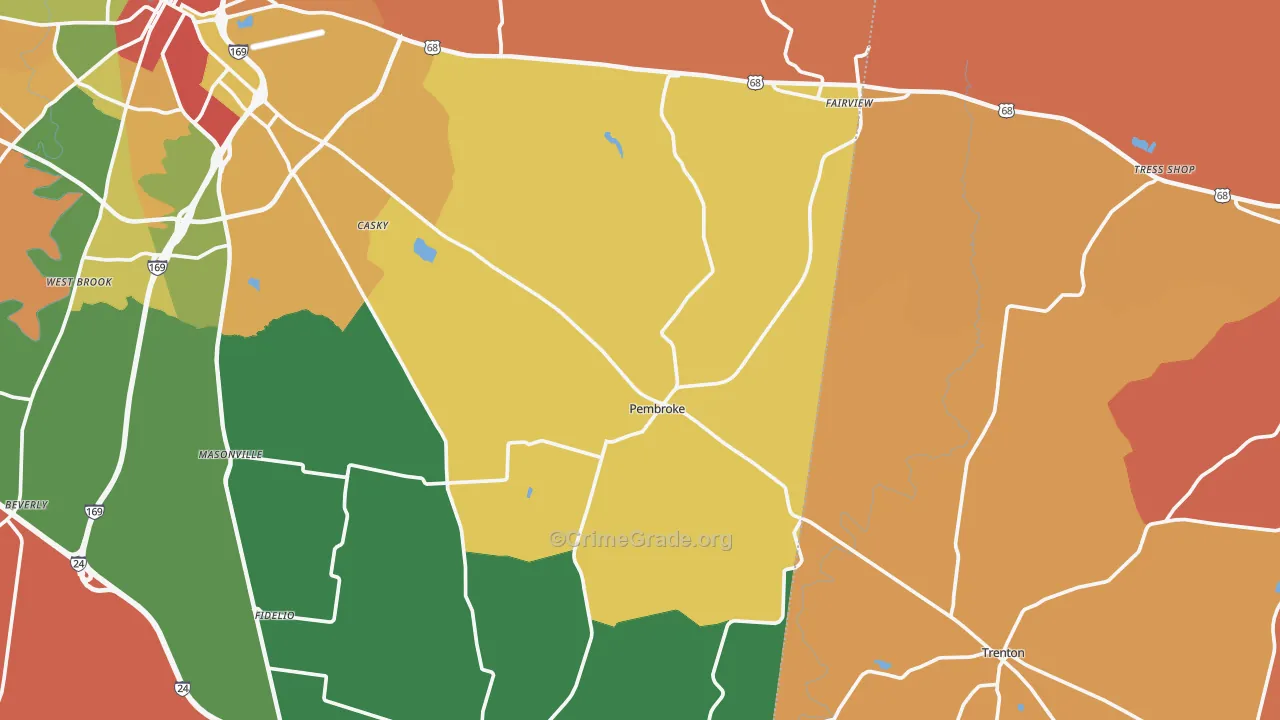 Pembroke, KY Map of Assault Rates