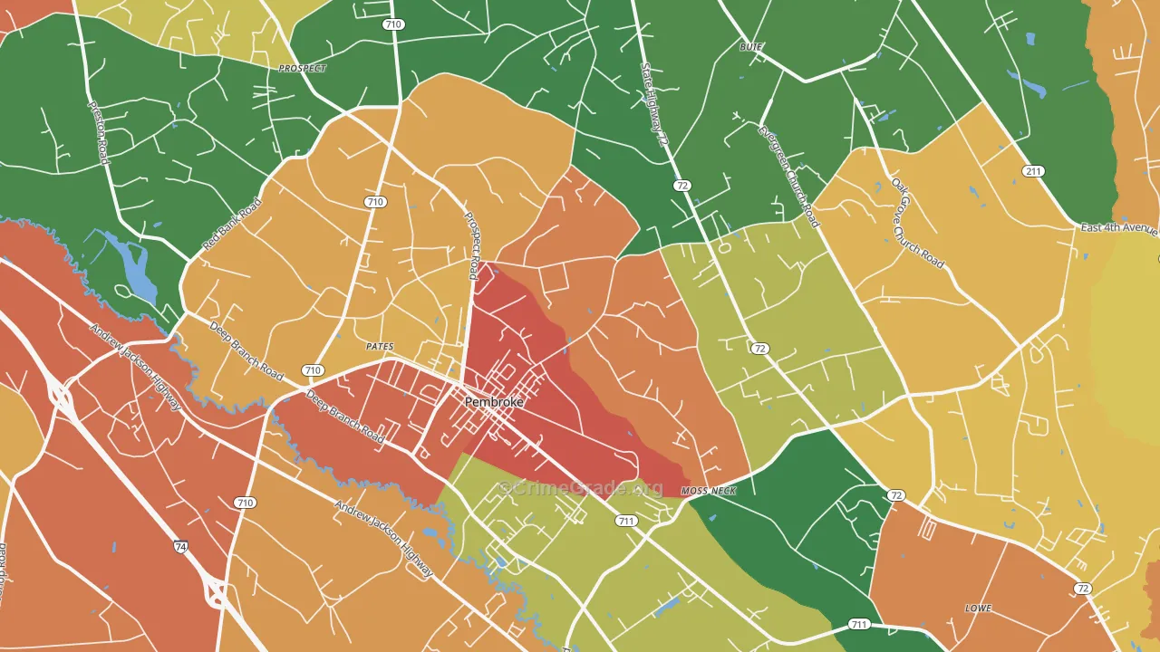 Pembroke, NC Map of Assault Rates