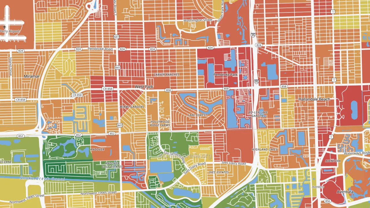 Pembroke Park, FL Map of Assault Rates