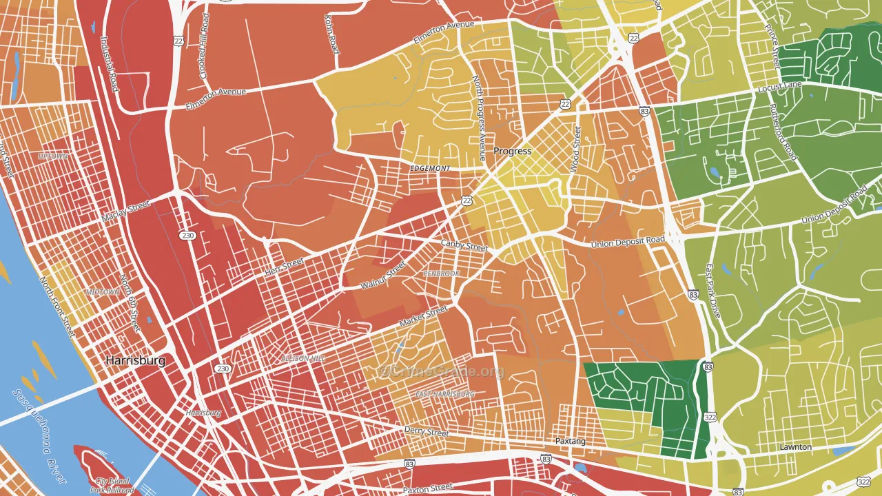 Penbrook, PA Map of Assault Rates