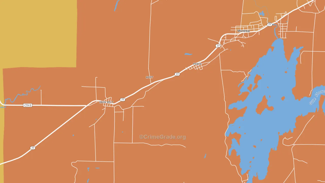 Pence, WI Map of Assault Rates