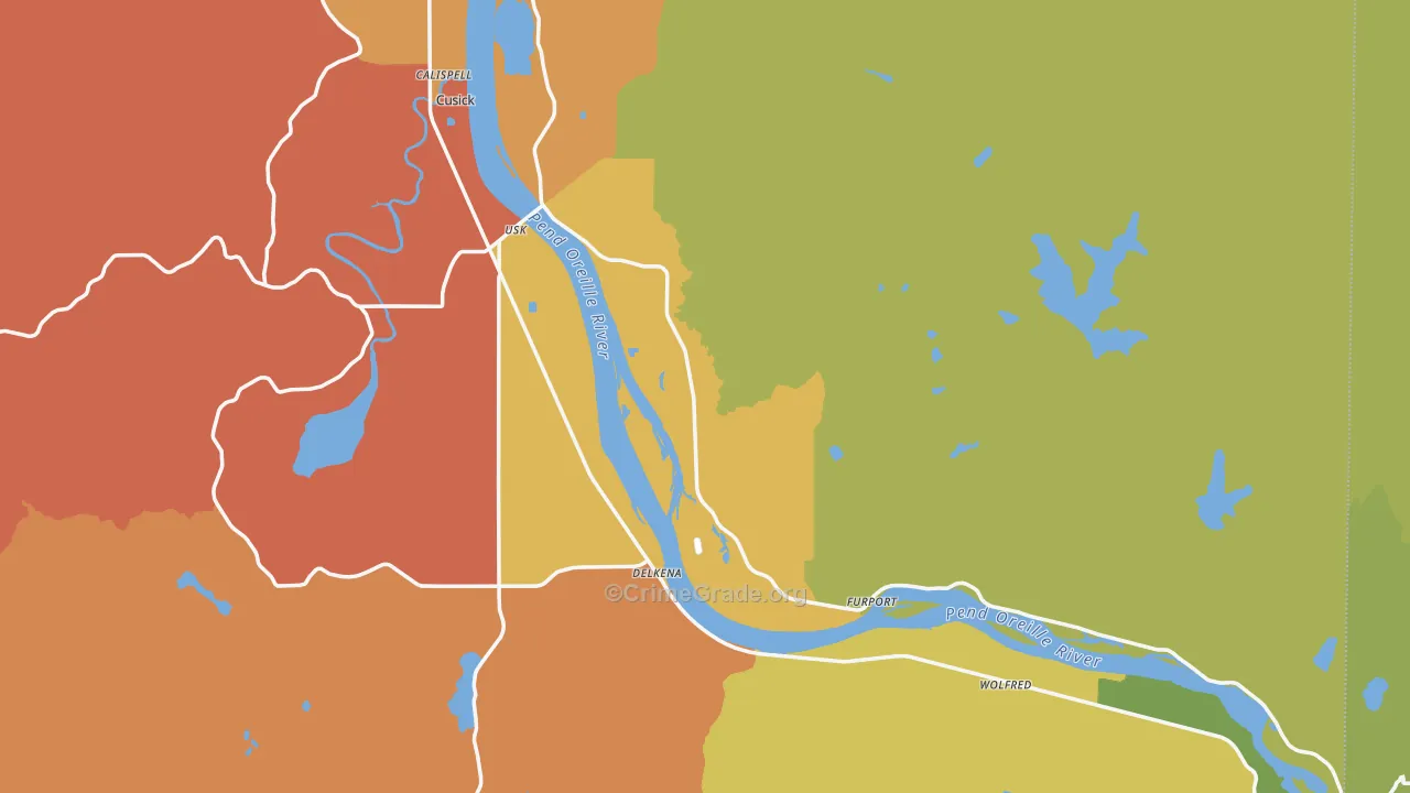 Pend Oreille County, WA Map of Assault Rates