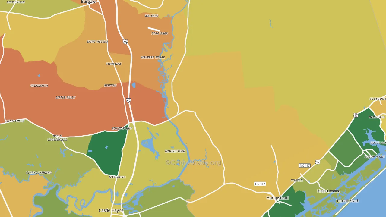 Pender County, NC Map of Assault Rates