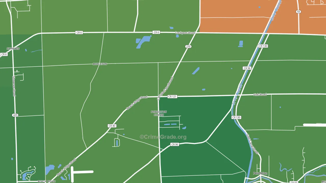 Pendleton Center, NY Map of Assault Rates