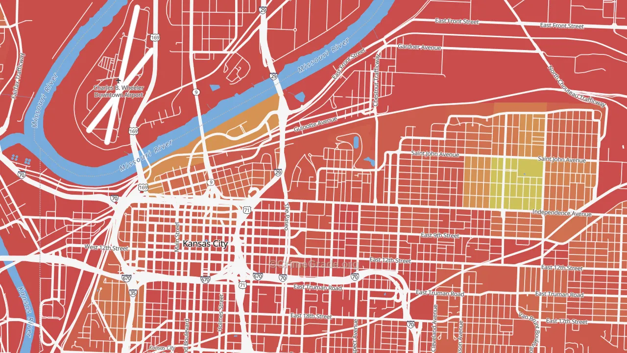 Pendleton Heights, Kansas City, MO Map of Assault Rates
