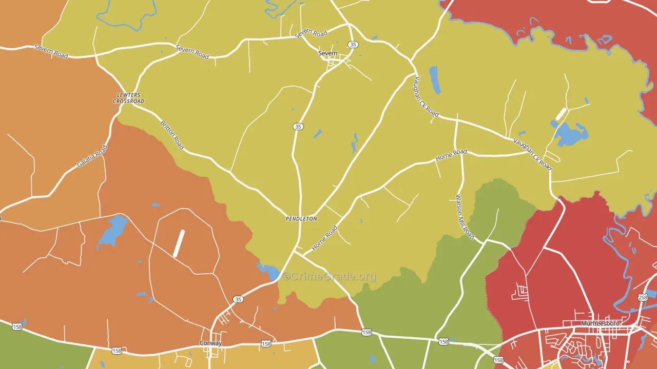 Pendleton, NC Map of Assault Rates