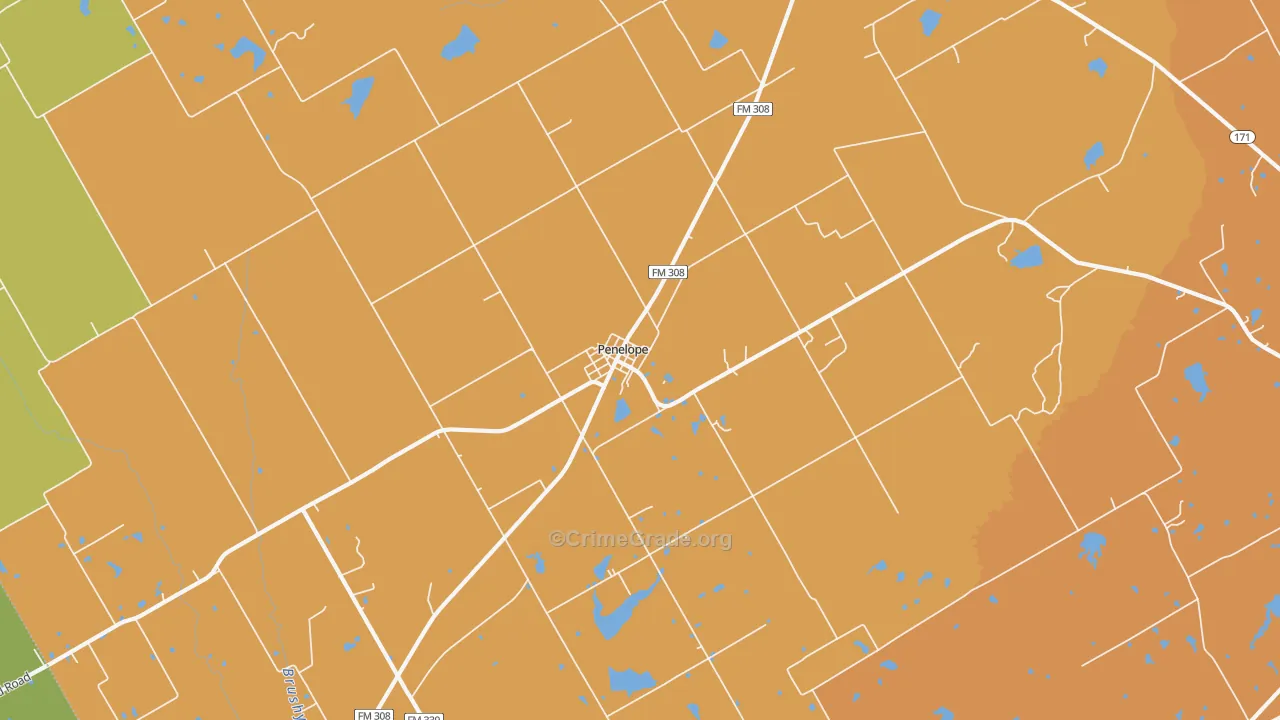 Penelope, TX Map of Assault Rates