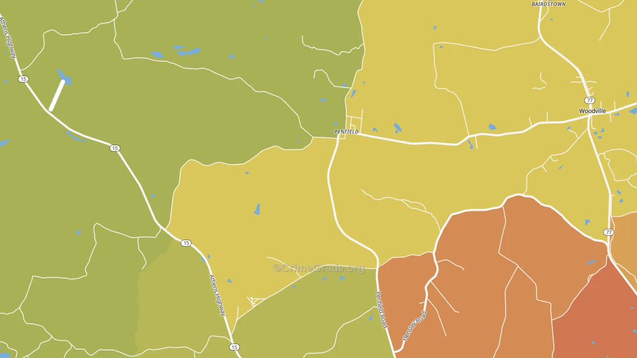 Penfield, GA Map of Assault Rates
