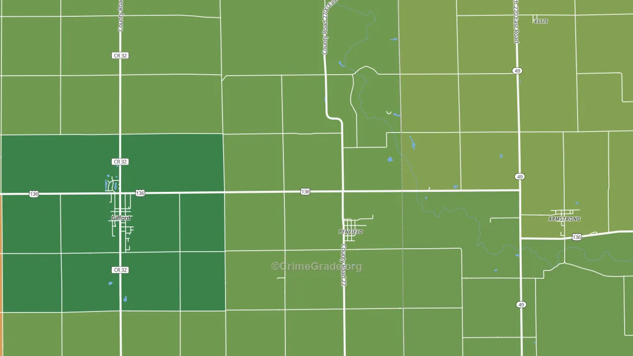 Penfield, IL Map of Assault Rates