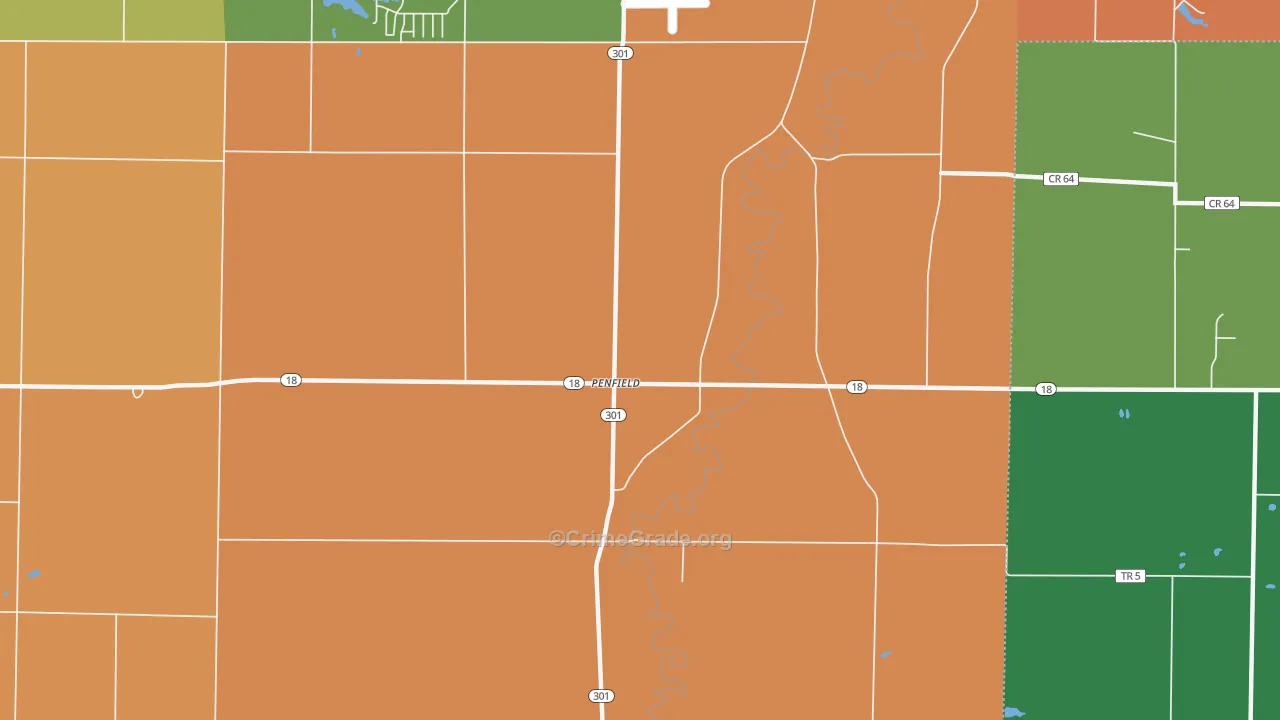 Penfield, OH Map of Assault Rates