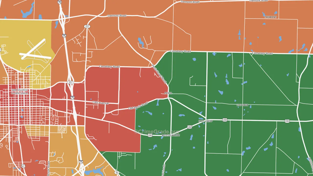 Penia, GA Map of Assault Rates