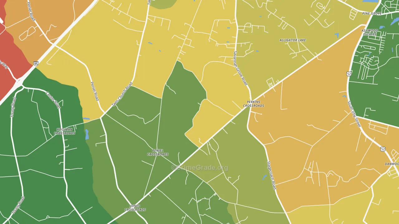 Peniel Crossroads, SC Map of Assault Rates