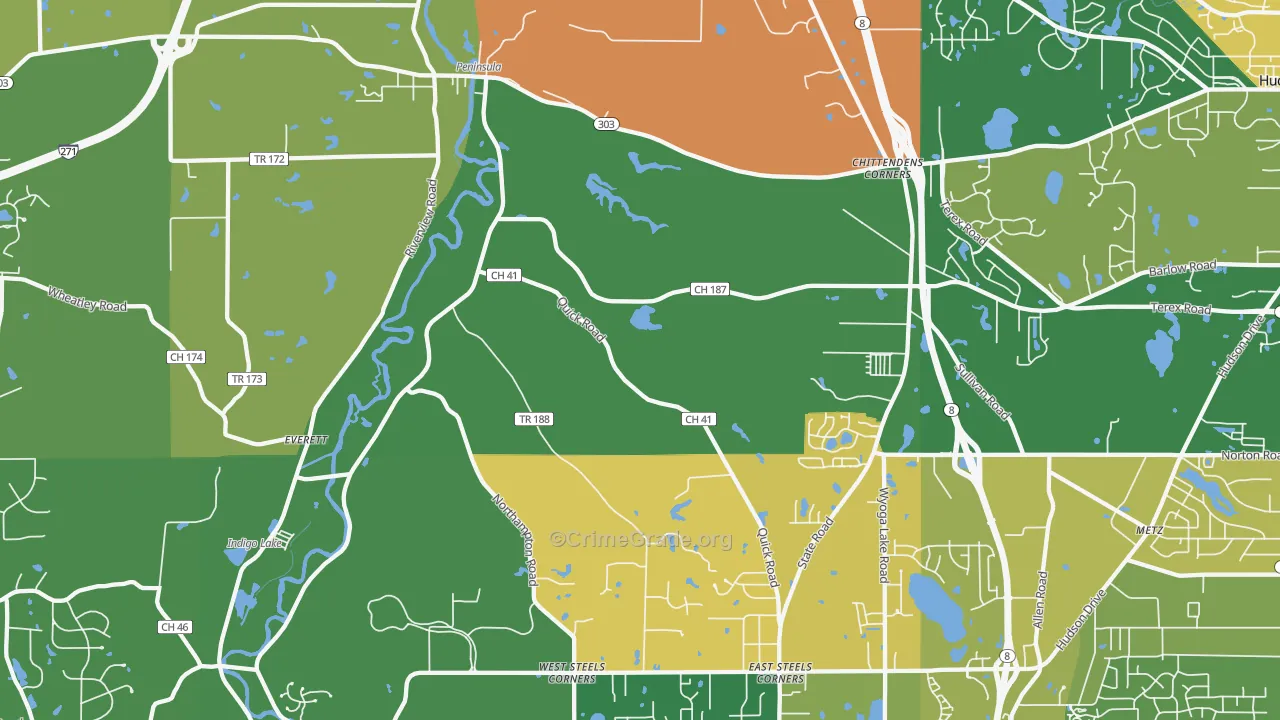 Peninsula, OH Map of Assault Rates
