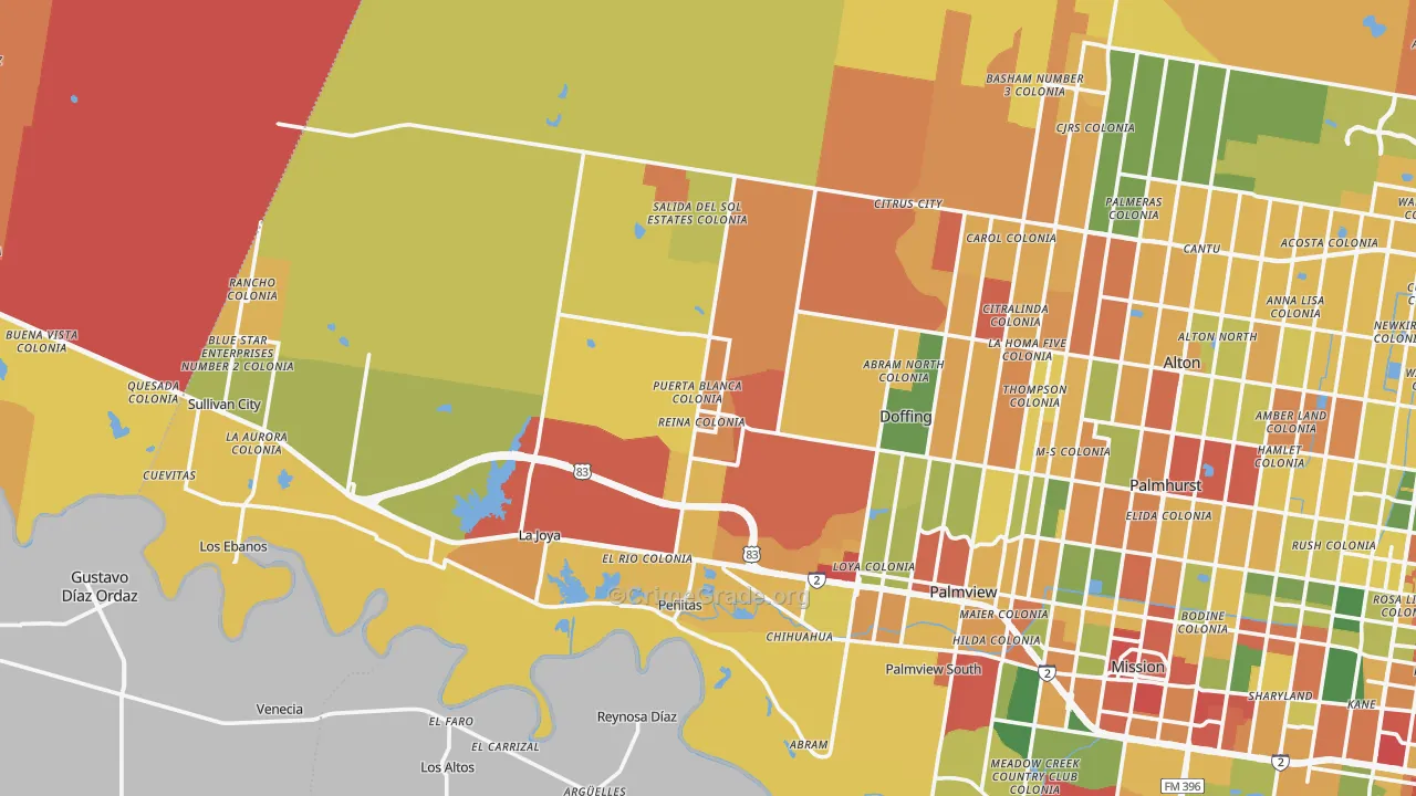 Penitas, TX Map of Assault Rates