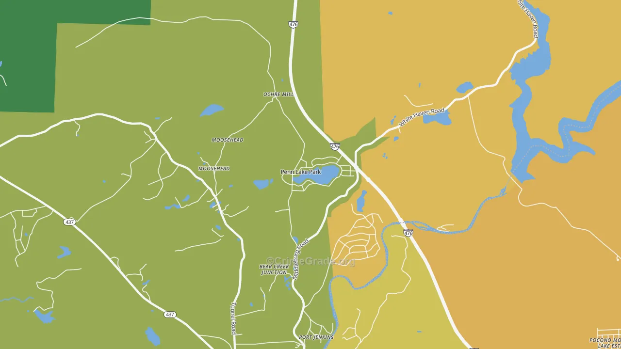 Penn Lake Park, PA Map of Assault Rates