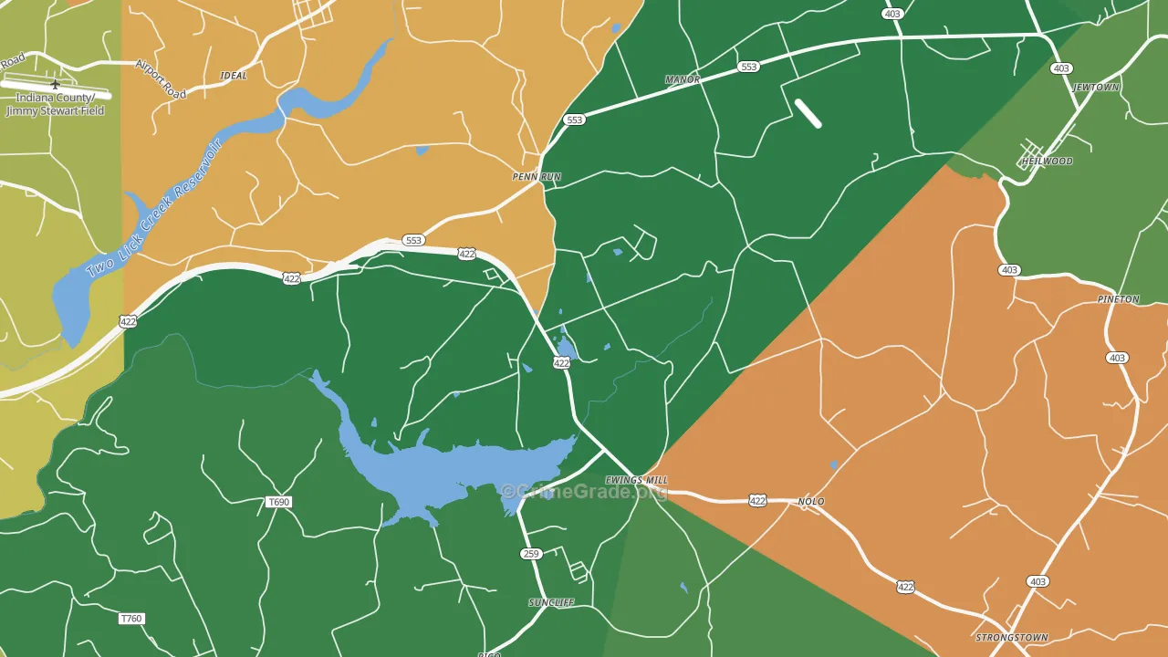 Penn Run, PA Map of Assault Rates