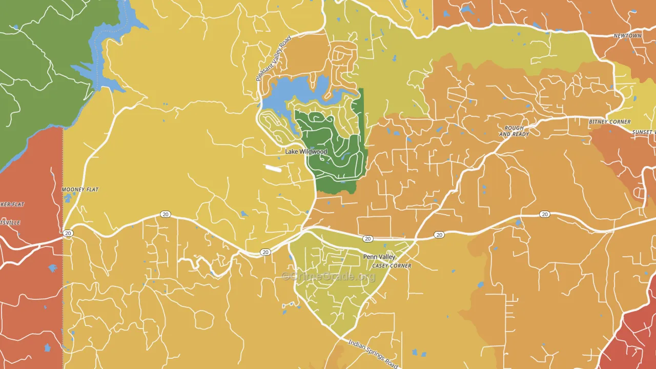 Penn Valley, CA Map of Assault Rates