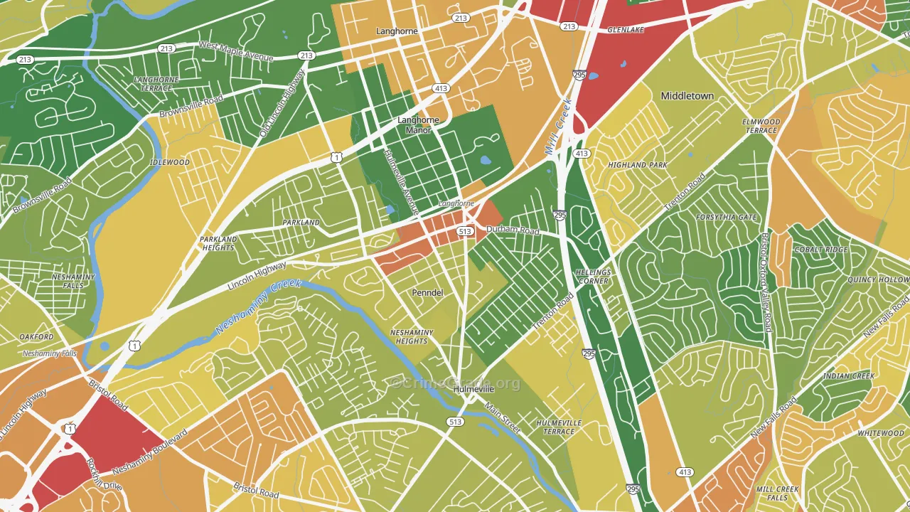 Penndel, PA Map of Assault Rates