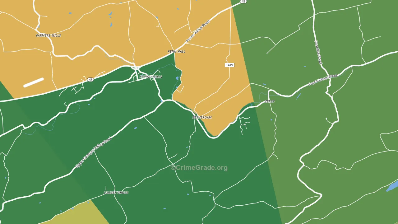 Pennhall, PA Map of Assault Rates