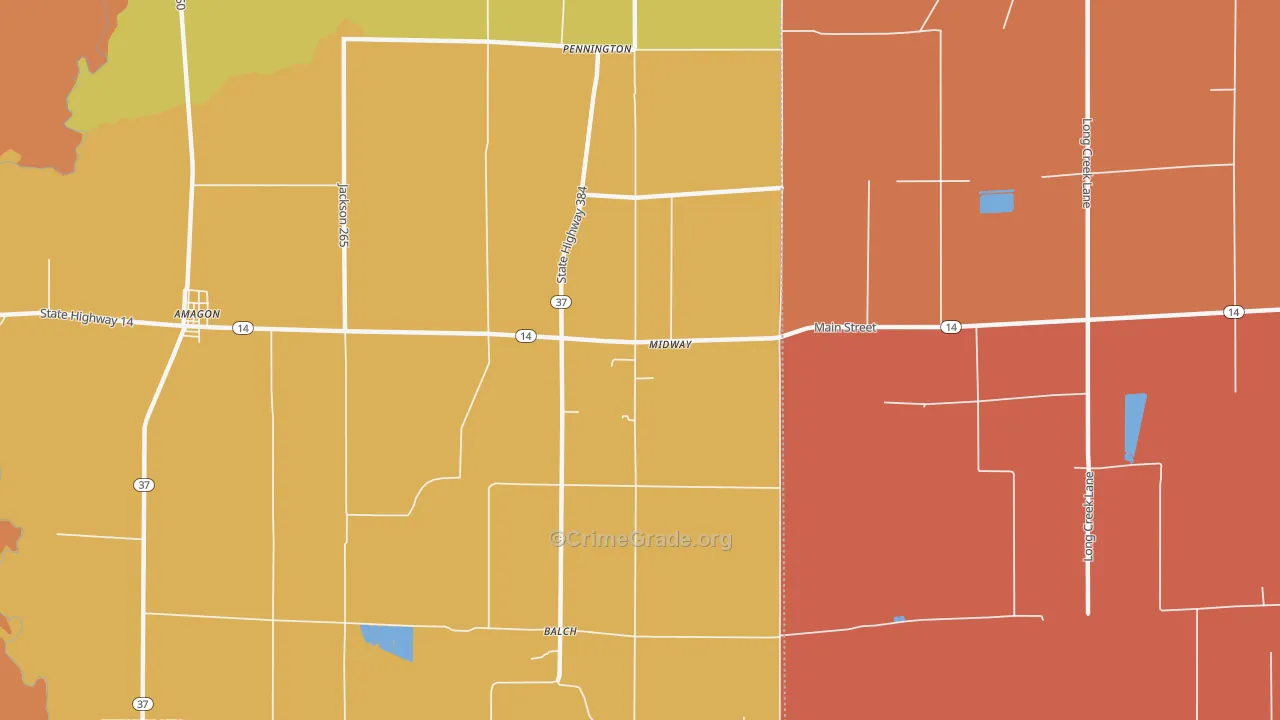 Pennington, AR Map of Assault Rates