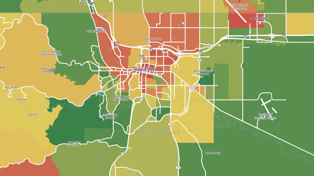 Pennington County, SD Map of Assault Rates