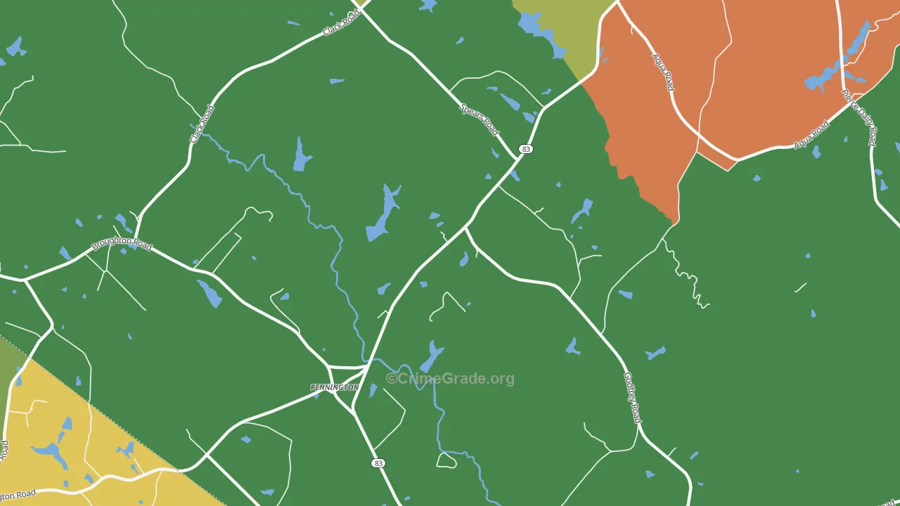 Pennington, GA Map of Assault Rates
