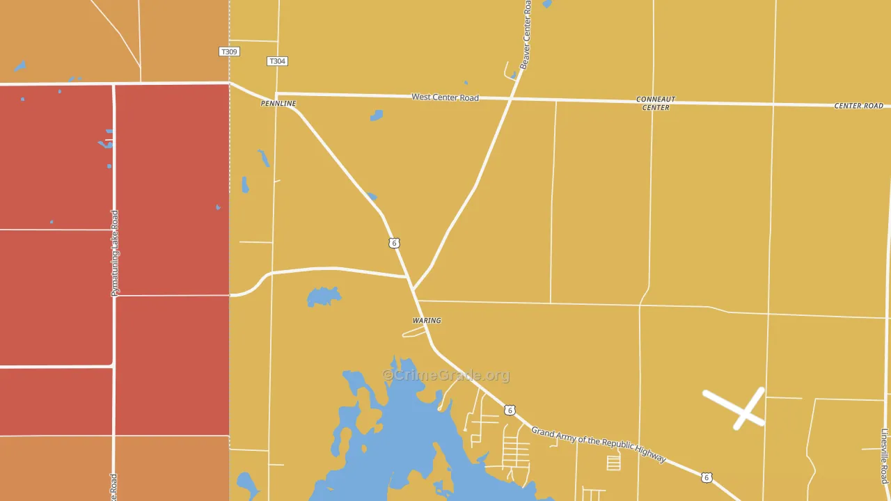 Pennline, PA Map of Assault Rates